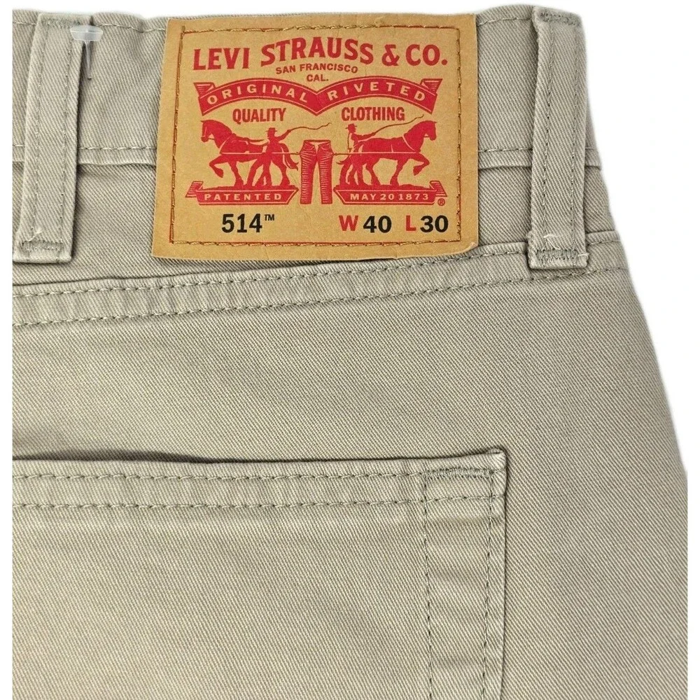 Levi's Men's 514 Straight Fit Cotton Twill Pant Khaki Beige Stretch Size 40x30